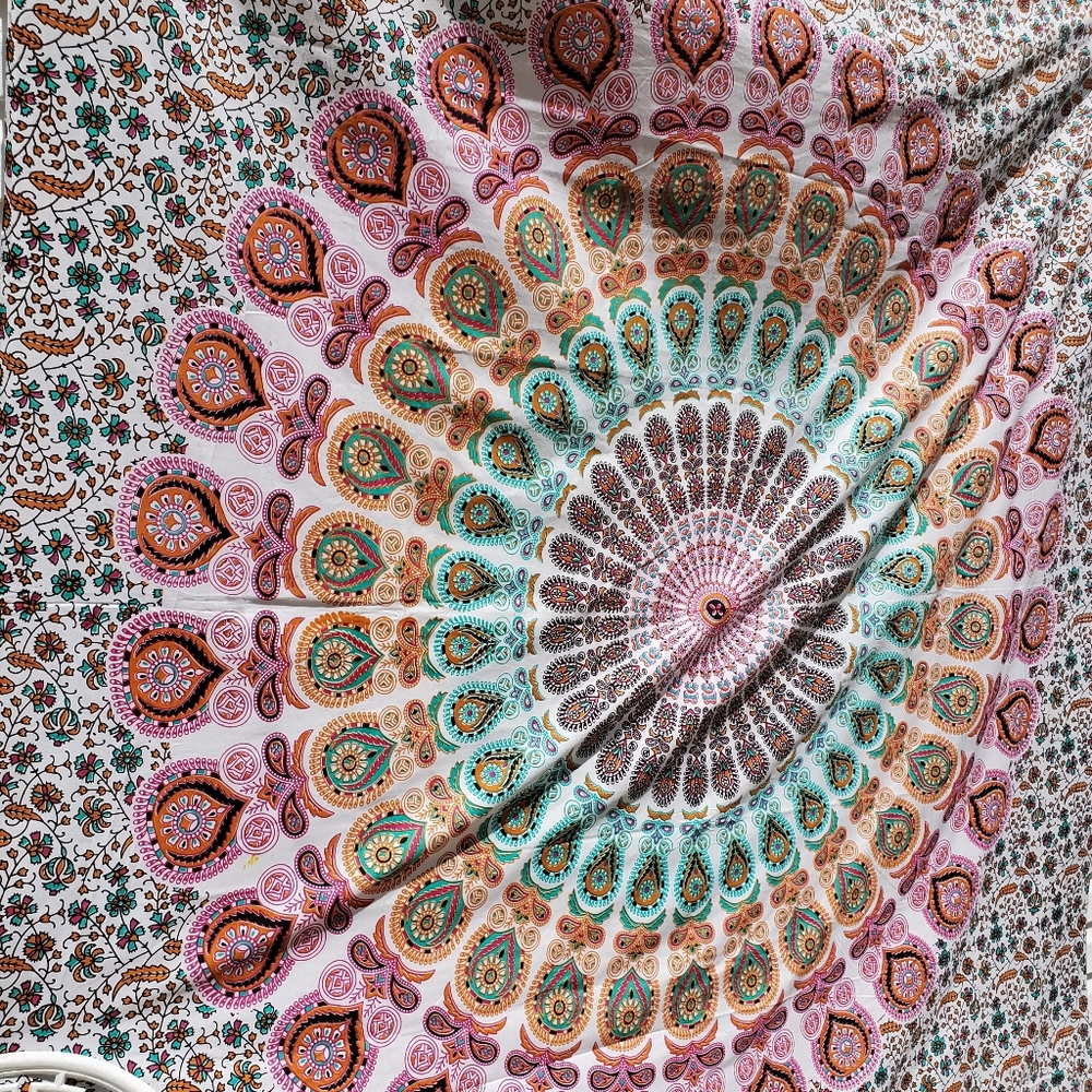 Tapestry Peacock Party Mandala Huge Queen Size - Picture 2 of 7